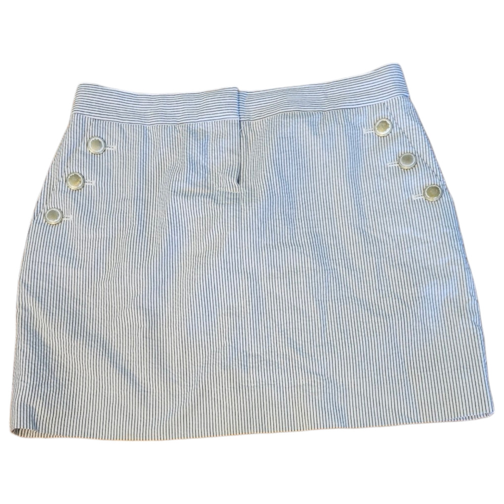 J. Crew Factory Size 2 Cotton White and Black Striped Mini Skirt